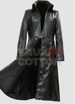 Steampunk Gothic Mens Long Black Trench Coat